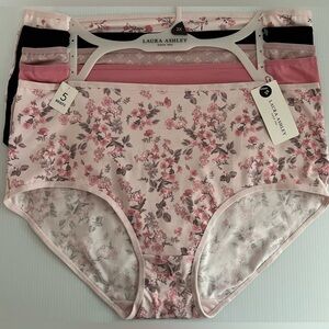 Laura Ashley Full Coverage Super Soft Silky and Stretch 5pc Briefs set